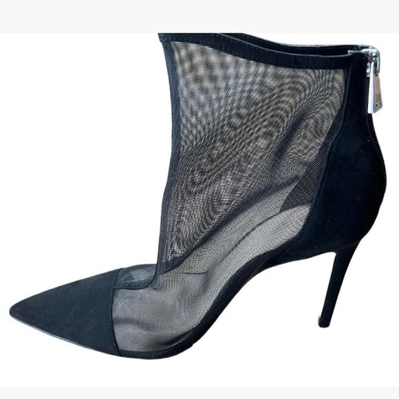 Zara Black Mesh Stiletto Heel Pointed Toe Ankle Boots Size 40 Euro/9.5 US EUC - Picture 3 of 14